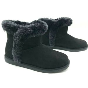 Falls Creek Carly Faux Fur Booties Black Suede